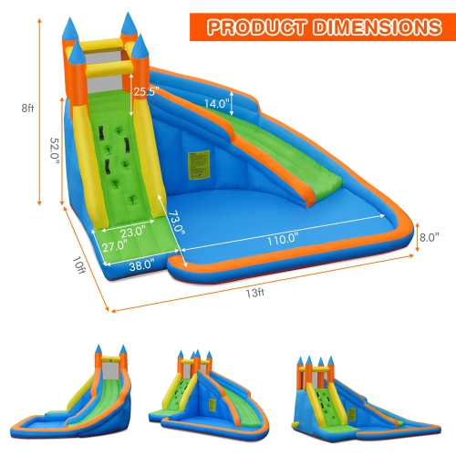 Costway Inflatable Water Slide Mighty Bounce House Jumper Castle W/ 480W Blower