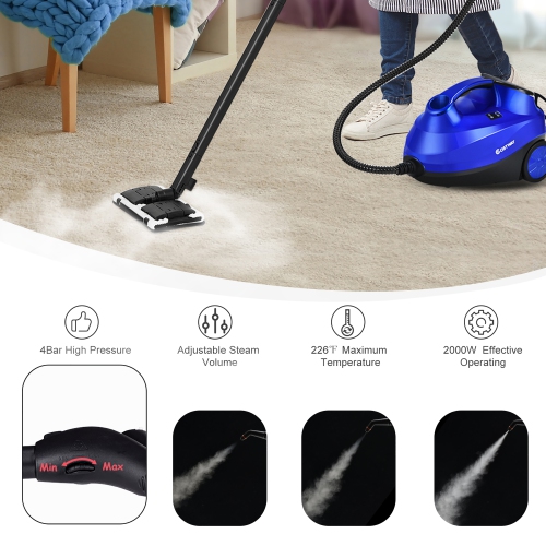 Costway 2000W Heavy Duty Steam Cleaner Mop Multi-Purpose W/19 Accessories Blue