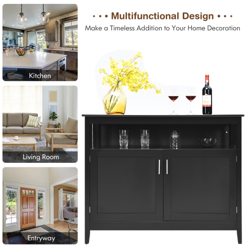 Costway Kitchen Sideboard Buffet Server Cupboard Storage Cabinet w/2 Doors Black