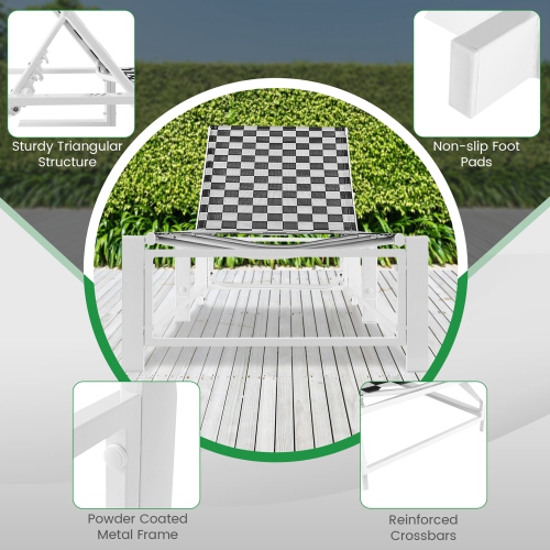 Costway Patio Lounge Chair Chaise Adjustable Reclining Chair Garden Deck Wheel