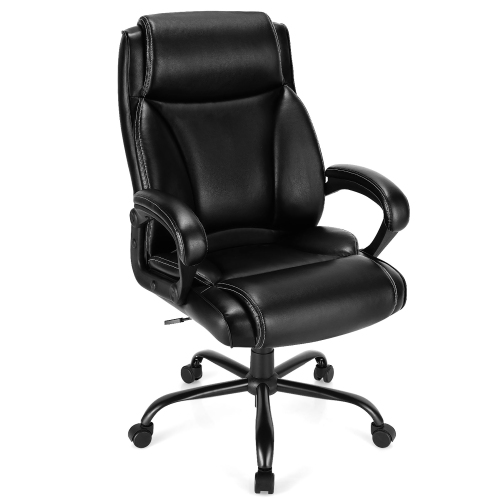 Costway 400 LBS Big & Tall Leather Office Chair Adjustable High Back Task Chair