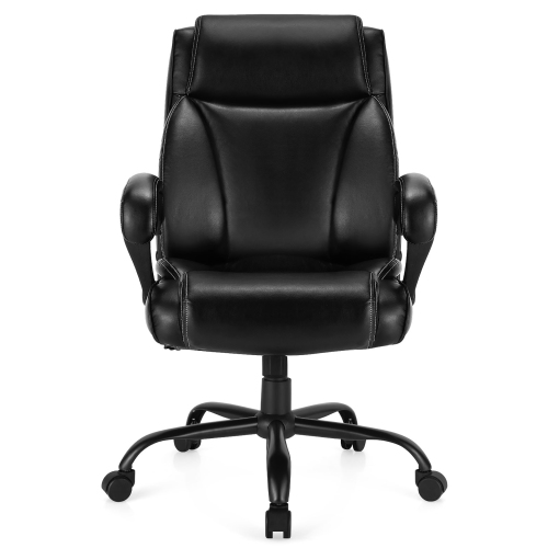 Costway 400 LBS Big & Tall Leather Office Chair Adjustable High Back Task Chair