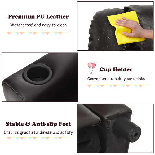 Costway Kids Recliner Chair PU Leather Armrest Sofa w/Footrest Cup Holder