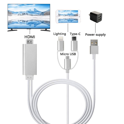 Câble tressé robuste de 6 pi pour téléphone cellulaire vers HDMI - Micro USB, type C et Lightning vers HDMI