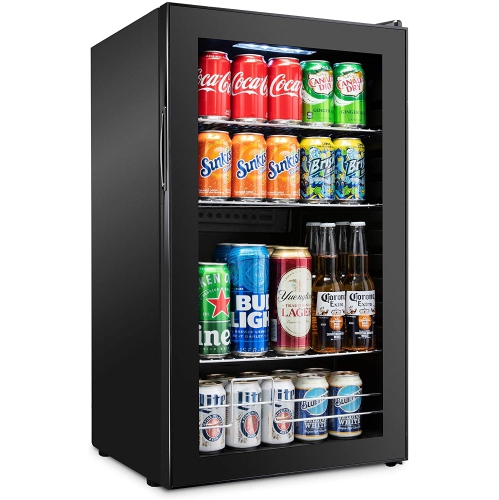Ivation 126 Can Beverage Refrigerator | Freestanding Ultra Cool Mini Drink Fridge | Beer, Cocktails, Soda, Juice Cooler for Home & Office | Reversibl