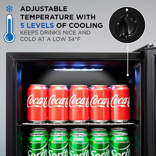 Ivation 62 Can Beverage Refrigerator | Freestanding Ultra Cool Mini Drink Fridge | Beer, Cocktails, Soda, Juice Cooler for Home & Office | Reversible