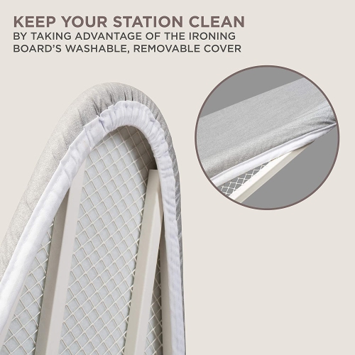 Ivation Wall-Mounted Ironing Board Cabinet, Foldable Ironing Storage Station for Home, Apartment & Small Spaces, Easy-Release Lever, with Miror Door,