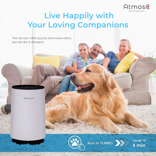 AtmosC Mini - Purificateur d'air HEPA et éliminateur d'odeurs 4-en-1 - Parfait pour les petits et moyens espaces – Filtre HEPA de qualité médicale,