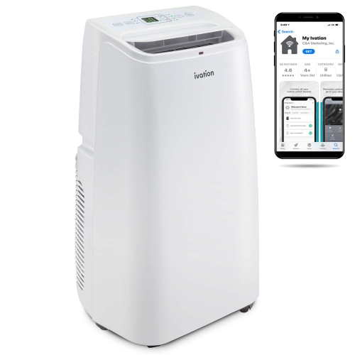 Ivation 13,000 BTU Portable Air Conditioner – Powerful AC Unit & Dehumidifier w/Remote Control, Adjustable Fan Speed, Window Kit, Digital LED Display