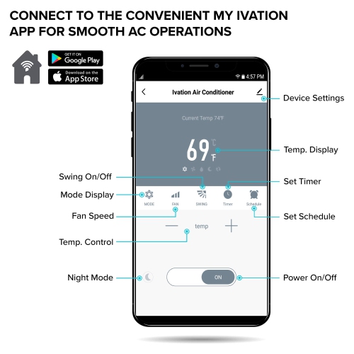 Ivation 13,000 BTU Portable Air Conditioner – Powerful AC Unit & Dehumidifier w/Remote Control, Adjustable Fan Speed, Window Kit, Digital LED Display