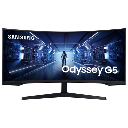 Open Box - Samsung Odyssey G5 34" WQHD 165Hz 1ms GTG Curved VA LED FreeSync Gaming Monitor - Black