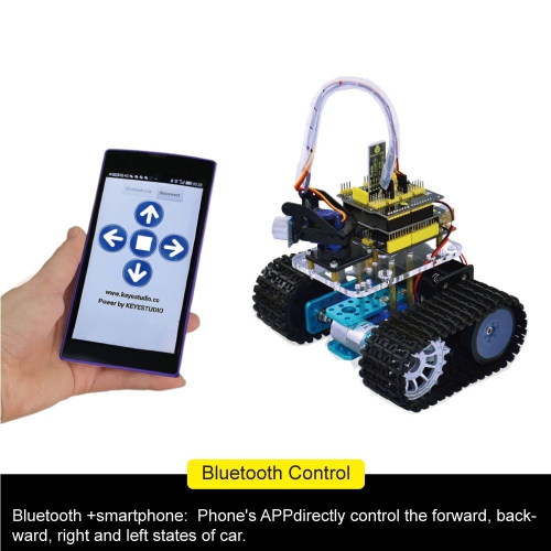 Mini Tank Smart Robot Car - Micro Controller Based On MCU - Ultrasonic Obstacle Avoidance & Bluetooth Remote Control Programmable Robot Toy for Kids
