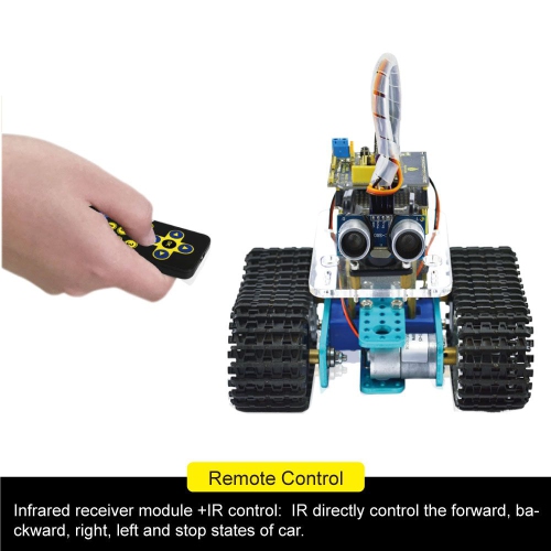 Mini Tank Smart Robot Car - Micro Controller Based On MCU - Ultrasonic Obstacle Avoidance & Bluetooth Remote Control Programmable Robot Toy for Kids