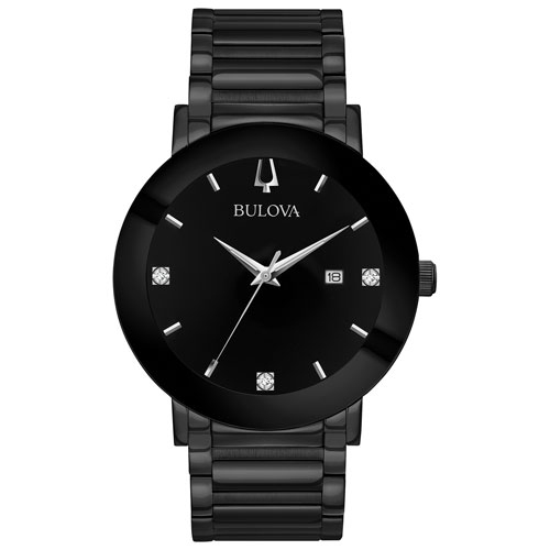 Open Box - Bulova Modern 42mm Men's Dress Watch with Diamonds - Black