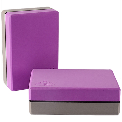 2-Pack High Density EVA Foam Dual Color Yoga Block, Purple & Grey - LIVINGbasics™
