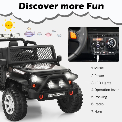 Costway 12V Kids Ride On Truck Remote Control Electric Car w/Lights&Music
