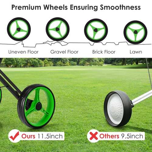 Goplus Folding 4 Wheels Golf Push Cart W/Brake Scoreboard Adjustable Handle Red\Blue\Gray\Green