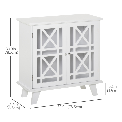 HOMCOM – Armoire de rangement avec portes et tablette Fretwork, buffet autonome moderne, blanc