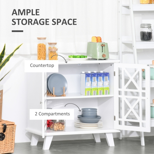 HOMCOM – Armoire de rangement avec portes et tablette Fretwork, buffet autonome moderne, blanc