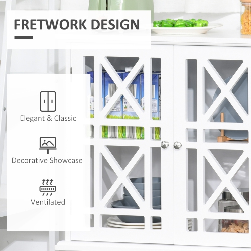 HOMCOM – Armoire de rangement avec portes et tablette Fretwork, buffet autonome moderne, blanc