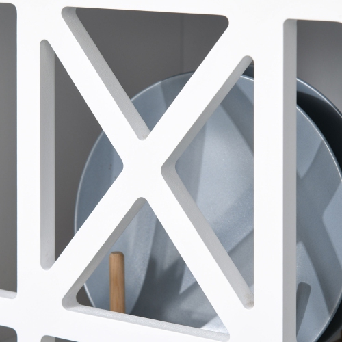 HOMCOM – Armoire de rangement avec portes et tablette Fretwork, buffet autonome moderne, blanc