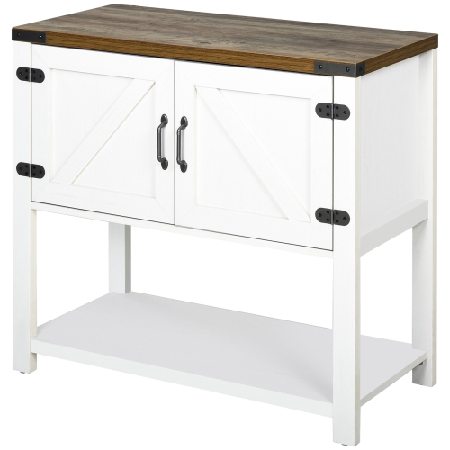 HOMCOM Kitchen Storage Cabinet, 2-Door Free Standing Sideboard Console Table with Bottom Shelf, Entryway, White