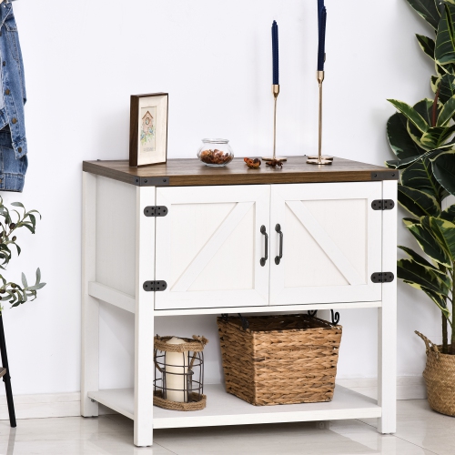 HOMCOM Kitchen Storage Cabinet, 2-Door Free Standing Sideboard Console Table with Bottom Shelf, Entryway, White