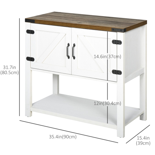 HOMCOM Kitchen Storage Cabinet, 2-Door Free Standing Sideboard Console Table with Bottom Shelf, Entryway, White
