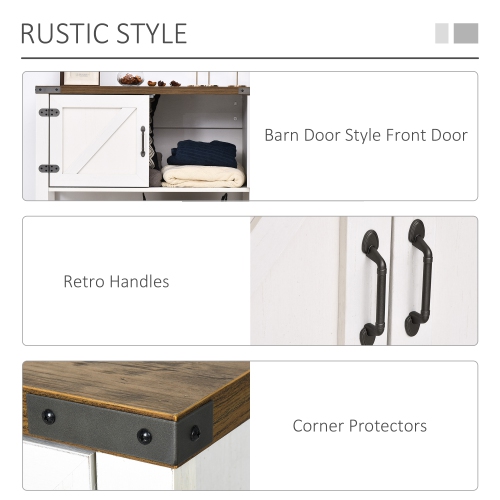 HOMCOM Kitchen Storage Cabinet, 2-Door Free Standing Sideboard Console Table with Bottom Shelf, Entryway, White