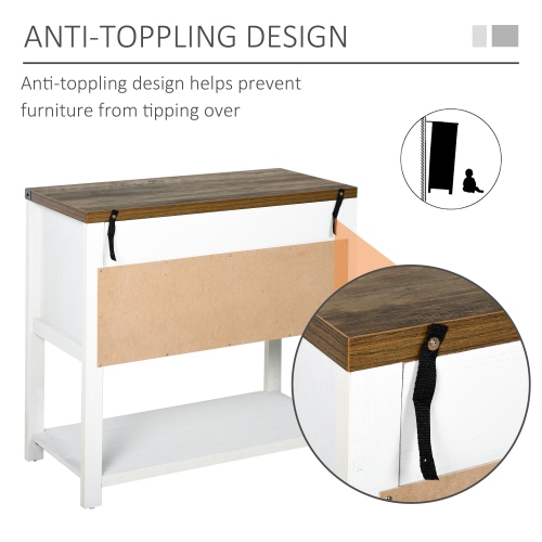 HOMCOM Kitchen Storage Cabinet, 2-Door Free Standing Sideboard Console Table with Bottom Shelf, Entryway, White