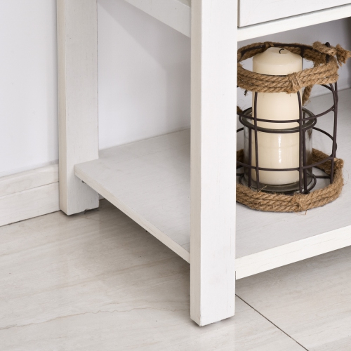 HOMCOM Kitchen Storage Cabinet, 2-Door Free Standing Sideboard Console Table with Bottom Shelf, Entryway, White