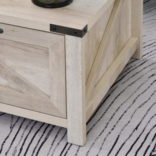 HOMCOM – Table basse Farmhouse avec tiroir et tablette de rangement, table centrale rustique pour salon, salle de réunion, chêne blanc