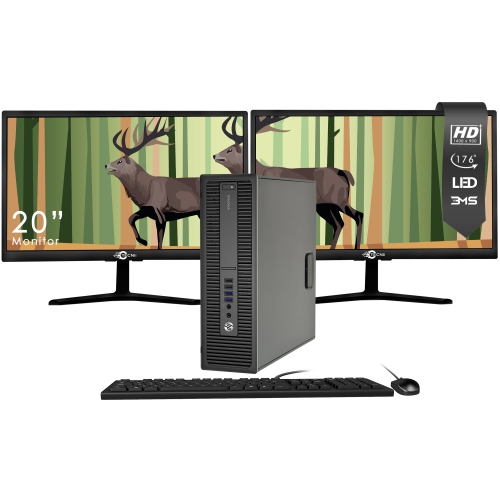 HP EliteDesk 800 G2 Small Form Factor Desktop - Intel Core i5-6500, 32GB Memory, 1TB SSD, Win 10 Home + Dual 20" Monitor, Keyboard & Mouse Included by HP - Refurbished condition - Image 2