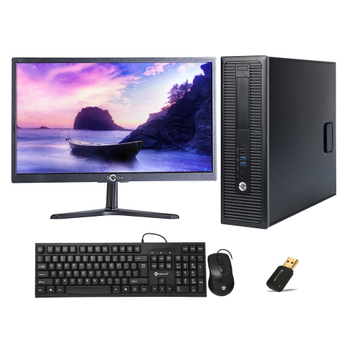 HP EliteDesk 800 G2 Small Form Factor Desktop - Intel Core i5-6500, 8GB Memory, 512GB SSD, Win 10 Home + Dual 20" Monitor, Keyboard & Mouse Included by HP - Refurbished condition - Image 2