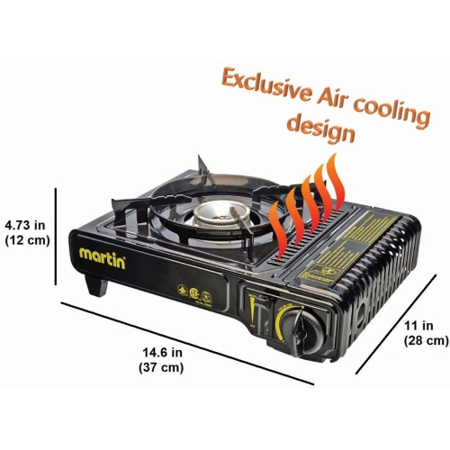 Martin VT-8000 Butane Camping Stove - Portable Single Gas Burner for Outdoor Camp Cooking