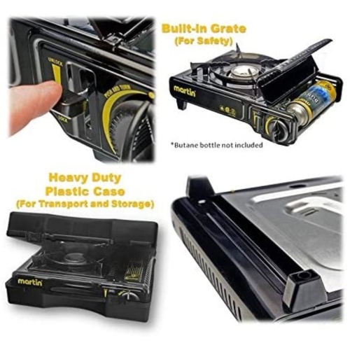 Martin VT-8000 Butane Camping Stove - Portable Single Gas Burner for Outdoor Camp Cooking