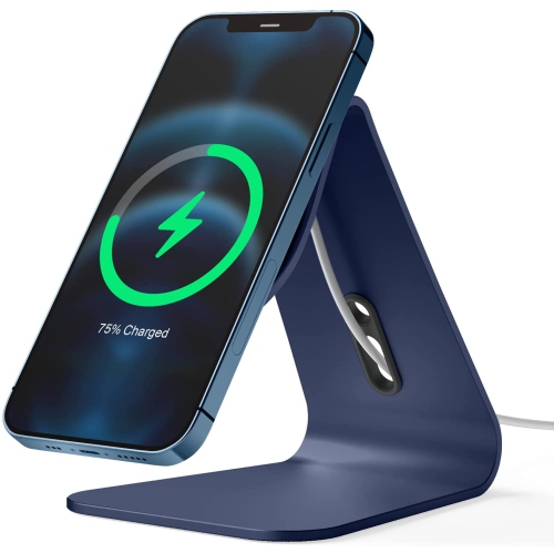 elago MS4 Charging Stand Compatible with MagSafe Charger - Aluminum Phone Stand Compatible with iPhone 12 Models (Jean Indigo)