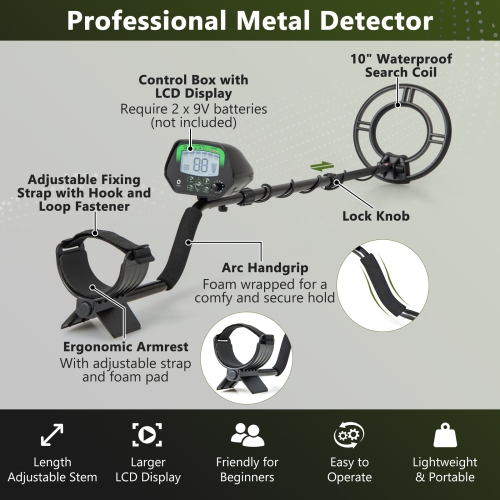 Costway High Accuracy Metal Detector Kit W/Display Waterproof Search Coil Headphone Bag