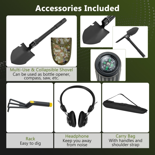 Costway High Accuracy Metal Detector Kit W/Display Waterproof Search Coil Headphone Bag