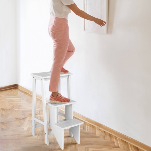 Costway 3 Tier Step Stool 3 in 1 Folding Ladder Bench Storage Shelf Multi-function