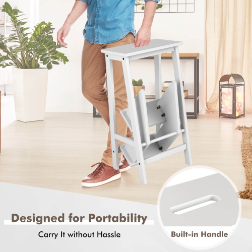 Costway 3 Tier Step Stool 3 in 1 Folding Ladder Bench Storage Shelf Multi-function