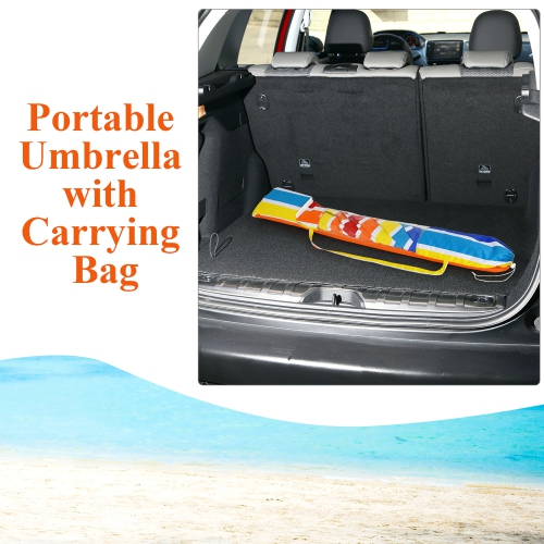 Costway 7.2 FT Portable Beach Umbrella Tilt Sand Anchor Cup Holder W/Carry Bag