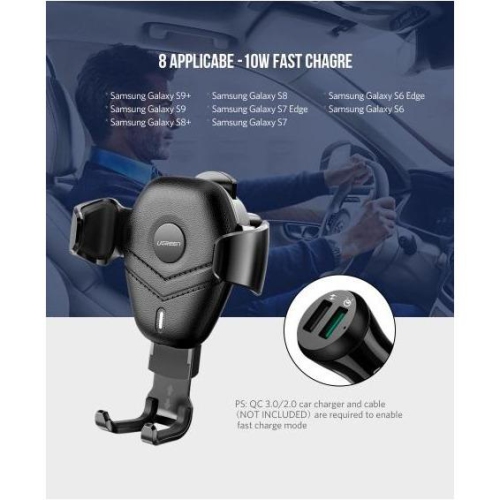 UGREEN Qi Car Fast Wireless Charger and holder for iPhone Xs XR X 8 10W