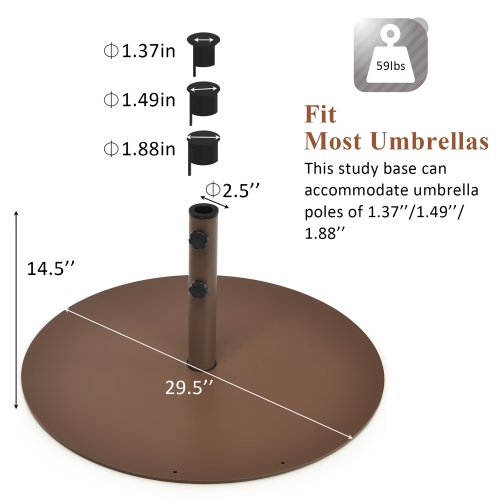 Costway 59LBS Patio Umbrella Base Round Umbrella Stand for Backyard Brown