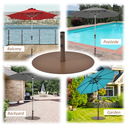 Costway 59LBS Patio Umbrella Base Round Umbrella Stand for Backyard Brown
