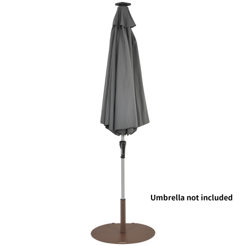 Costway Patio 50LBS Umbrella Base Market Umbrella Stand Wheels Handle Brown