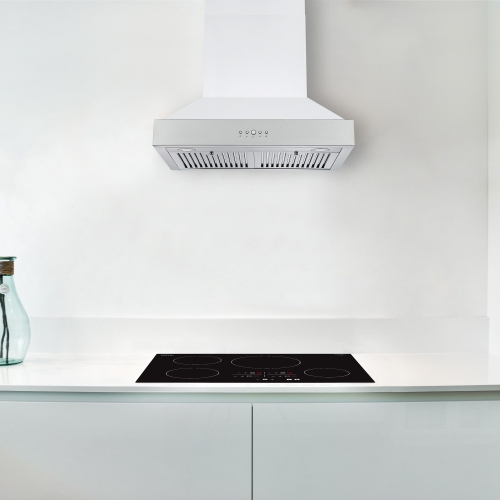 Ancona Pro 30 in. 600 CFM Wall Mount Pyramid Range Hood in White and Stainless Steel