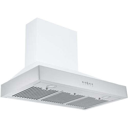 ANCONA  Pro 36 In. 600 Cfm Wall Mount Pyramid Range Hood In And Stainless Steel In White