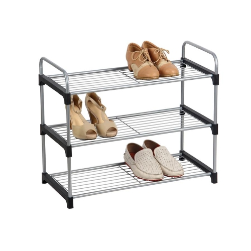 JESSAR  - 3 Tier Shoe Rack, Silver And In Black