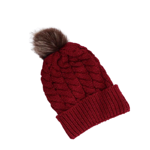 Chideno Pom Pom Beanie Ski Hats - Knitted Hat - Women - Girls - Gift for Her - 56-58cm Size - Winter Cap